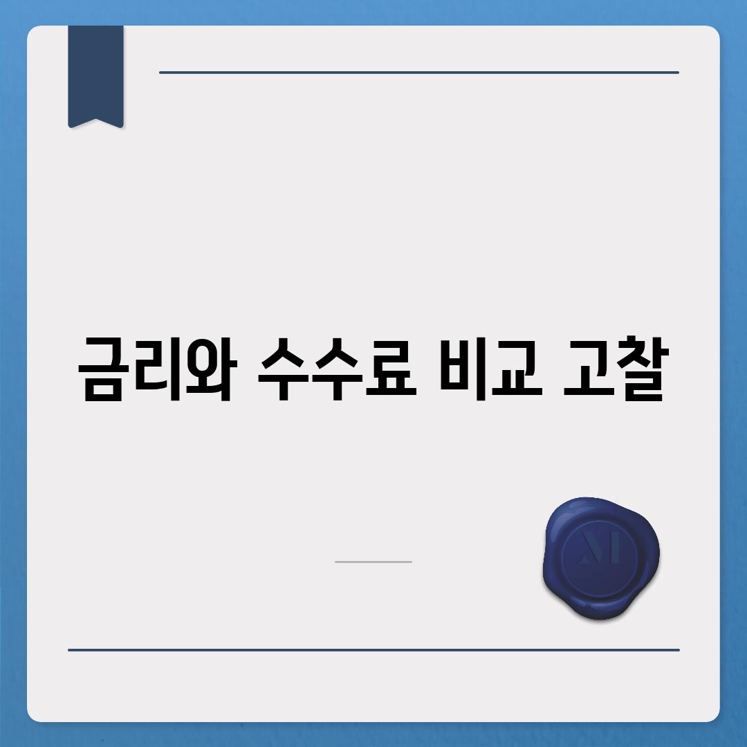 금리와 수수료 비교 고찰