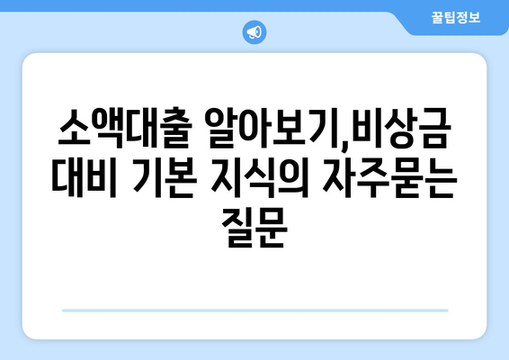 소액대출 알아보기,비상금 대비 기본 지식