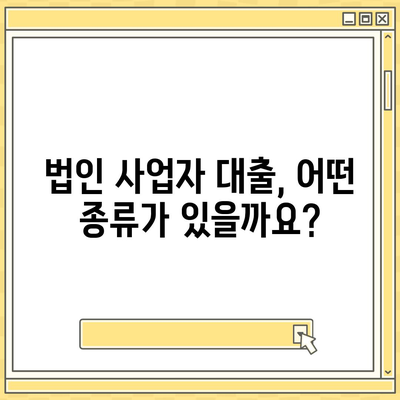 법인 사업자 대출 종류와 신청 조건