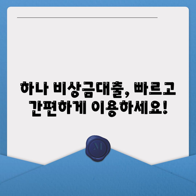 하나 비상금대출