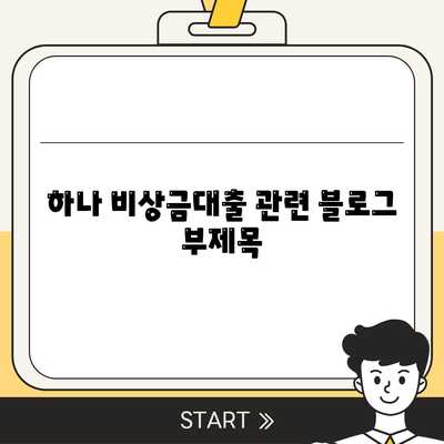 하나 비상금대출