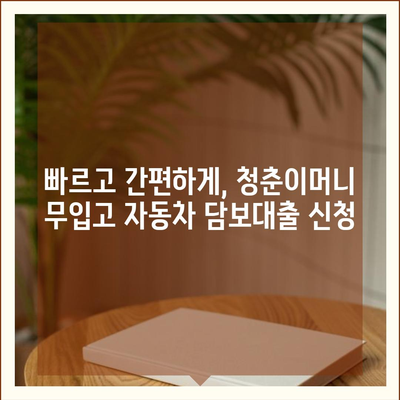 무입고 자동차담보대출,청춘이머니 추천