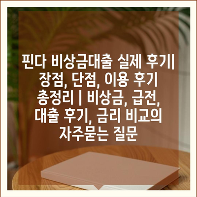 핀다 비상금대출 실제 후기| 장점, 단점, 이용 후기 총정리 | 비상금, 급전, 대출 후기, 금리 비교