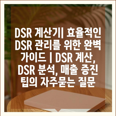 DSR 계산기| 효율적인 DSR 관리를 위한 완벽 가이드 | DSR 계산, DSR 분석, 매출 증진 팁