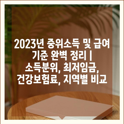 2023년 중위소득 및 급여 기준 완벽 정리 | 소득분위, 최저임금, 건강보험료, 지역별 비교