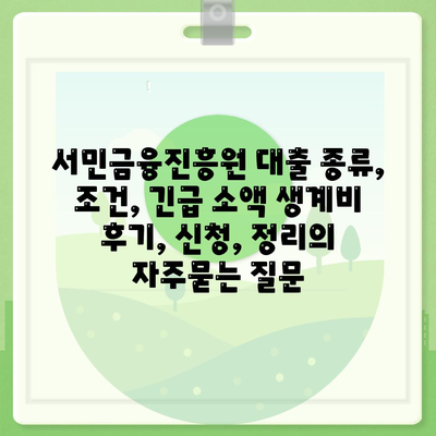 서민금융진흥원 대출 종류, 조건, 긴급 소액 생계비 후기, 신청, 정리