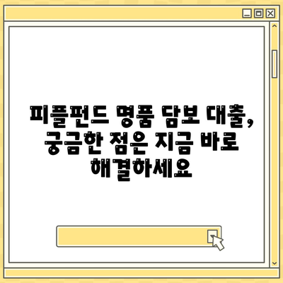 피플펀드 명품 담보 대출 예약과 관련 내용