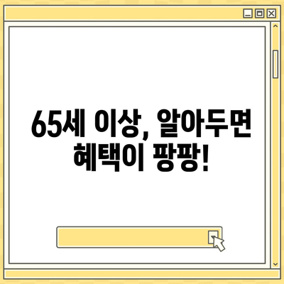 65세 이상이면 누리는 무료 혜택 총정리 | 노인 복지, 정부 지원, 건강 보험, 할인 혜택