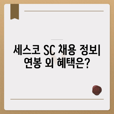 세스코 SC 연봉| 2023년 최신 정보 및 현실적인 분석 | 세스코, SC, 연봉, 급여, 채용, 정보