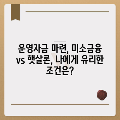 미소금융 운영자금대출 vs 햇살론| 나에게 맞는 대출은? | 사업자, 소상공인, 운영자금, 저금리 대출 비교