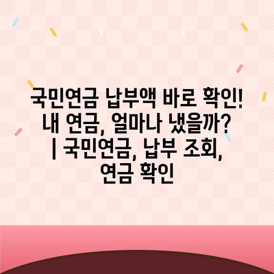 국민연금 납부액 바로 확인! 내 연금, 얼마나 냈을까? | 국민연금, 납부 조회, 연금 확인