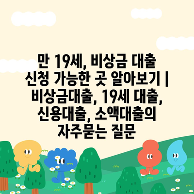 만 19세, 비상금 대출 신청 가능한 곳 알아보기 | 비상금대출, 19세 대출, 신용대출, 소액대출