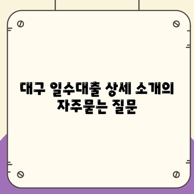 대구 일수대출 상세 소개