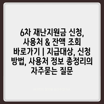 6차 재난지원금 신청, 사용처 & 잔액 조회 바로가기 | 지급대상, 신청 방법, 사용처 정보 총정리