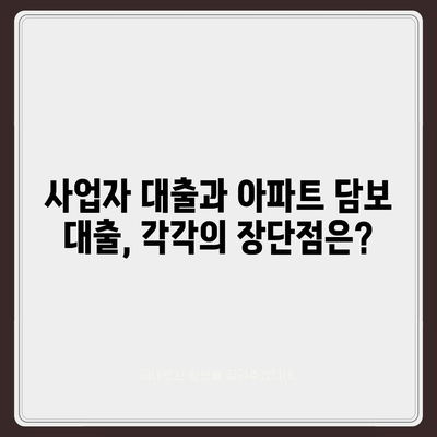 사업자 대출 가져타기 vs 아파트 담보 가계자금 대출| 나에게 맞는 선택은? | 사업자 대출, 가계자금 대출, 비교 분석, 금리, 조건