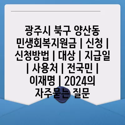 광주시 북구 양산동 민생회복지원금 | 신청 | 신청방법 | 대상 | 지급일 | 사용처 | 전국민 | 이재명 | 2024