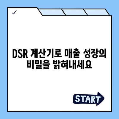 DSR 계산기 사용 가이드| 매출 증진을 위한 효과적인 활용법 | DSR, 매출, 마케팅, 계산