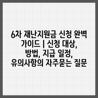 6차 재난지원금 신청 완벽 가이드 | 신청 대상, 방법, 지급 일정, 유의사항