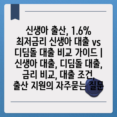 신생아 출산, 1.6% 최저금리 신생아 대출 vs 디딤돌 대출 비교 가이드 | 신생아 대출, 디딤돌 대출, 금리 비교, 대출 조건, 출산 지원