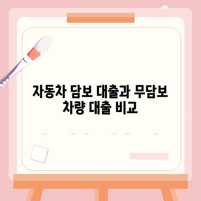 무담보 차량 대출 금융| 조건, 장점, 단점 심층 분석 | 자동차 담보 대출, 비교, 추천