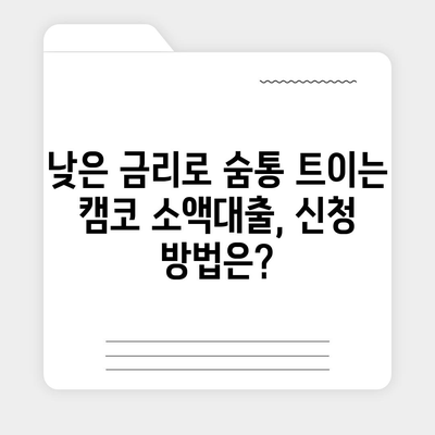 국민행복기금 캠코 소액대출 신청 자격 및 절차 완벽 가이드 | 서민금융, 저금리 대출, 대출 상담