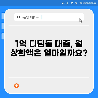 1억 디딤돌 대출 이자 계산법| 월별 상환액 & 총 이자 비용 계산 | 디딤돌 대출, 이자율, 상환 계산, 대출 금액