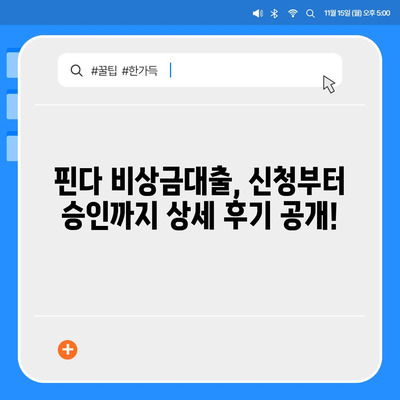 핀다 비상금대출 실제 후기| 장점, 단점, 이용 후기 총정리 | 비상금, 급전, 대출 후기, 금리 비교