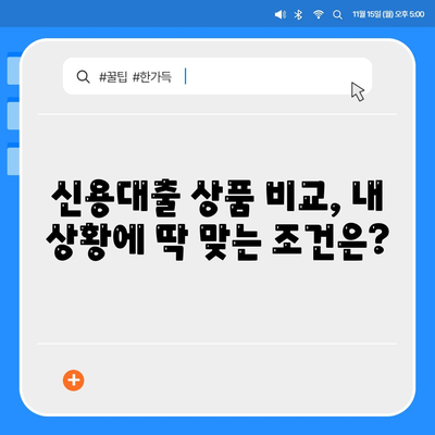 나에게 맞는 개인신용대출 찾기| 금리 & 한도 비교 가이드 | 신용대출, 금리 비교, 한도 비교, 대출 상품 추천