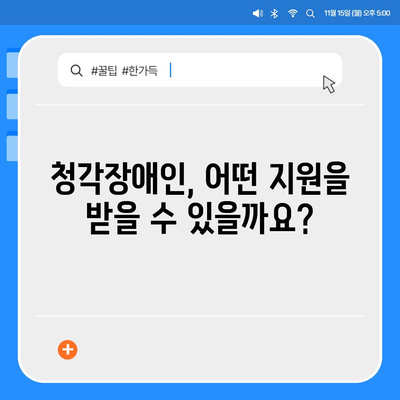 청각장애인을 위한 맞춤형 복지 지원 가이드 | 장애인 복지, 청각 장애, 지원 정책, 정보 접근성