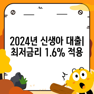 2024년 신생아대출: 최저금리 1.6% 적용