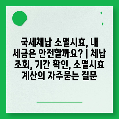 국세체납 소멸시효, 내 세금은 안전할까요? | 체납 조회, 기간 확인, 소멸시효 계산