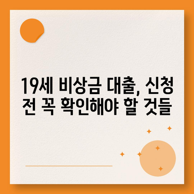 만 19세 비상금 대출 신청, 어디서 어떻게? | 비상금, 대출, 신청 방법, 19세