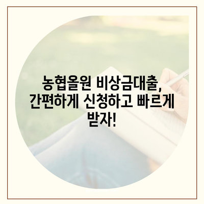 농협올원 비상금대출, 딱 필요할 때 빠르게 받는 방법 | 비상금, 대출, 농협, 올원, 신청