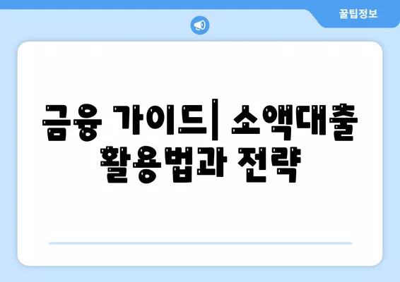 소액대출 알아보기| 비상금 대비 한눈에 보는 기본 지식과 꿀팁 | 소액대출, 비상금 마련, 금융 가이드