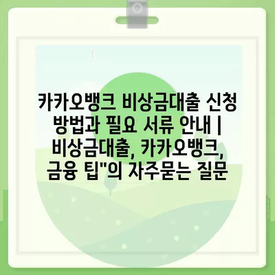 카카오뱅크 비상금대출 신청 방법과 필요 서류 안내 | 비상금대출, 카카오뱅크, 금융 팁"