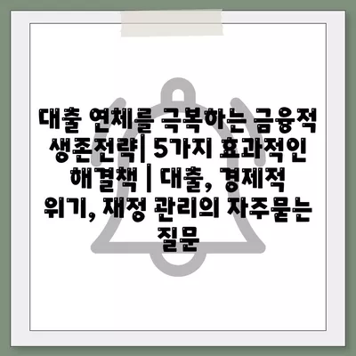 대출 연체를 극복하는 금융적 생존전략| 5가지 효과적인 해결책 | 대출, 경제적 위기, 재정 관리