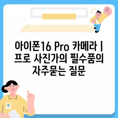 아이폰16 Pro 카메라 | 프로 사진가의 필수품