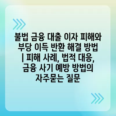 불법 금융 대출 이자 피해와 부당 이득 반환 해결 방법 | 피해 사례, 법적 대응, 금융 사기 예방 방법