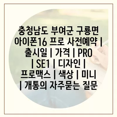 충청남도 부여군 구룡면 아이폰16 프로 사전예약 | 출시일 | 가격 | PRO | SE1 | 디자인 | 프로맥스 | 색상 | 미니 | 개통