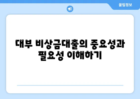 대부 비상금대출을 위한 최적의 대출 상품 고르는 팁 | 대출, 비상금, 개인 금융