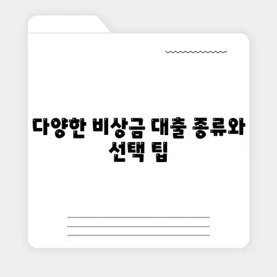 비상금 대출, 필요한 곳을 찾고 계신가요? 비상금 대출의 모든 것! | 대출 종류, 신청 방법, 금리 비교