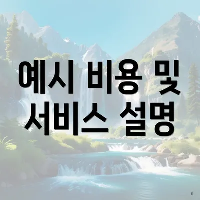 예시 비용 및 서비스 설명