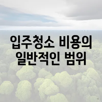 입주청소 비용의 일반적인 범위