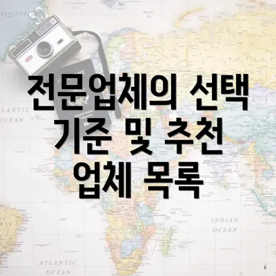 전문업체의 선택 기준 및 추천 업체 목록