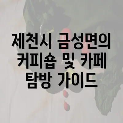 제천시 금성면의 커피숍 및 카페 탐방 가이드