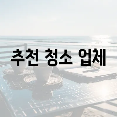 추천 청소 업체