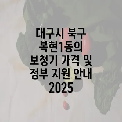 대구시 북구 복현1동의 보청기 가격 및 정부 지원 안내 2025