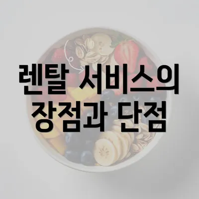 렌탈 서비스의 장점과 단점