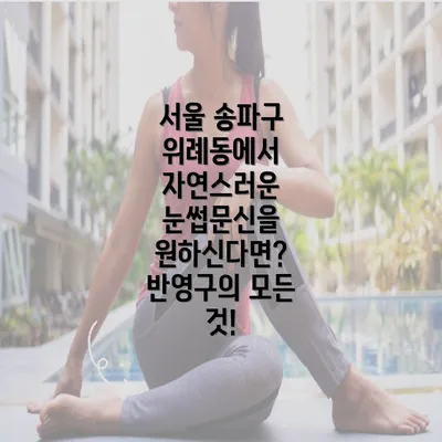 서울 송파구 위례동에서 자연스러운 눈썹문신을 원하신다면? 반영구의 모든 것!