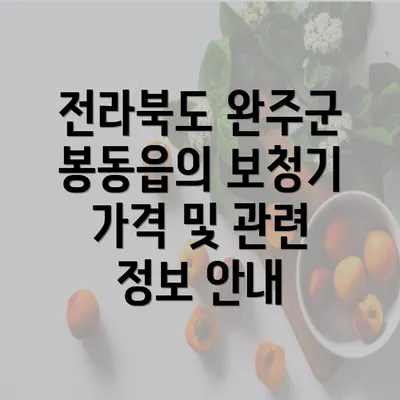 전라북도 완주군 봉동읍의 보청기 가격 및 관련 정보 안내